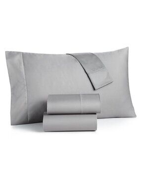 new Charter Club Damask Solid 550 TC 100% Cotton QUEEN Sheet Set in SMOKE